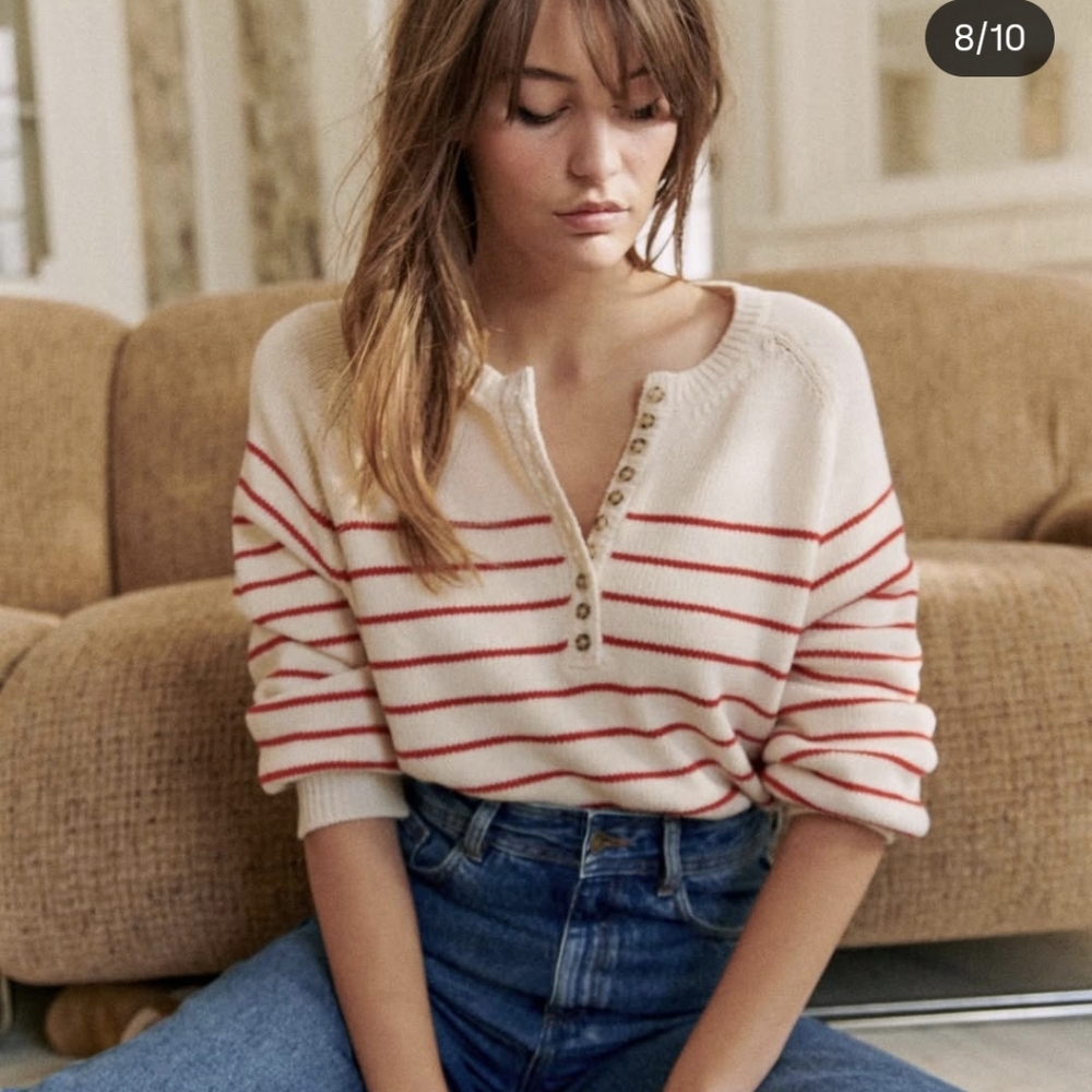 Sezane Leontine Red Stripe Sweater